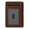 Portatarjetas de Cuero Genuino para Hombre y Mujer Piel Aceitada Clip Dorado Portatarjetas de Piel de Vaca Explosiones Transfronterizas Cartera Ultradelgada con Compartimentos para Fotos