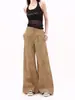 Calça jeans reta cáqui para mulheres, novo estilo primavera/outono 2026, moderna e modeladora, calça larga solta