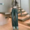 Calça Jeans Wide Leg Estilo Americano para Mulheres, Popular Primavera e Verão 2025 Nova Moda Elegante de Cintura Alta com Pregas e Caimento Longo