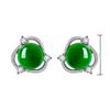 Moda Coreana Plata 925 Chapada con Incrustaciones de Jade Verde Hielo Aretes Cara de Huevo Flor Aretes Aretes de Plata para Mujer Joyería