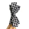 Pinza de plátano con lazo de tela a cuadros estilo coreano, pinza vertical de alta gama y exquisita para peinado semirecogido de mujer, accesorio para el cabello