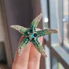 Broche de Estrela do Mar com Diamantes Retrô Europeu e Americano Transfronteiriço Broche de Nicho de Luxo Feminino DIY Atacado Terno Corsage de Luxo