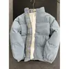 Jaqueta Patchwork de Xadrez Preto Casaco de Algodão para Homens, Outono e Inverno Estilo Americano Marca da Moda Jaqueta Puffer com Gola Alta para Adolescentes