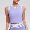 Ropa de Tenis Chaleco Deportivo para Mujer con una Copa Hilo de Malla Retro Color Contrastante Sujetador de Fitness Top Corto de Yoga