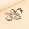 Anillo de Moda Transfronterizo Europeo y Americano Set Estilo Oscuro Calavera Carta de Póker Anillo Abierto Conjunto Multipièce Tendencia para Mujer