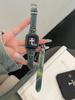 Pulseira de Relógio em Jeans Tie-Dye Círculo Duplo Coração de Corvo Adequada para Apple Watch iWatch 12ª Geração 11/10