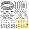 Série completa de kits de suspensão com cabo de aço revestido de 3 mm para luzes de corda externas, ganchos de pino, tensionamento de cabo e trepadeiras de plantas