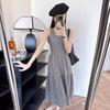 Vestido Slim de Alta Gama Estilo Hepburn para Mujer 2025 Verano Nuevo Estilo Silueta Adelgazante Falda Larga sin Mangas de Color Puro