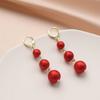 Aretes Largos Estilo Chino Versátiles Elegantes de Perla Pequeña Festivos Aretes de Año Nuevo Chino Aretes de Perla Pequeña para Rostro de Celebridad de Internet