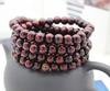 Pulseira de Contas de Buda 108 Atacado Fornecimento Barraca de Rua Joias Imitação Sândalo Vermelho Folha Pequena Pulseira de Três Voltas E-commerce Transmissão ao Vivo Presente