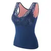 Fengzhixin outono e inverno 1933 sem costura gola V veludo acolchoado renda nas costas colete quente base lingerie feminina