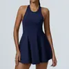 Ropa de yoga al por mayor transfronteriza, mono deportivo adelgazante y sexy para mujer, falda de tenis adelgazante para fitness, una pieza envío directo