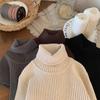 Suéter de Cachemira de Una Pieza para Niño Cuello Alto Espesado Suéter Tejido para Niña Camiseta Base Interior Suave Encerado Lana de Bebé Top Invierno