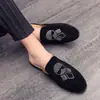 Em EstoqueSapatos Meia-Pantufa Masculinos 2025 com Strass, Mocassins de Celebridade da Internet Lao Fu Ye, Sapatos Antiderrapantes