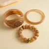 Pulsera Bangle Ovalada Cuadrada de Abalorios Acrílicos Retro Europea y Americana de Tres Piezas Joyería de Mano Exagerada con Personalidad Transfronteriza para Mujeres