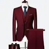 Traje de Negocios Nuevo para Hombre Traje de Tres Piezas Británico Ajustado Vestido de Boda Multicolores Talla Grande Traje para Padrino
