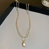 Huanluo~ Colar com Pingente de Chave de Pérolas de Vidro, Corrente Longa para Suéter Estilo Palácio, Acessório Versátil para Outono e Inverno para Mulheres