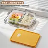 Lonchera rectangular de cuatro compartimentos BNBSR, caja de almacenamiento de 6 compartimentos para refrigerador con tapa, transparente, visible, caja de almacenamiento engrosada