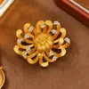 Broche de Crisântemo Dourado Rico Estilo Chinês Fivela de Alfinete Corsage Flor Metálica Tridimensional Acessórios Cheongsam Dupla Finalidade