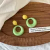 Pendientes Frescos Dulces Lindos Estilo Francés Bloqueo de Color Verano Geométricos Circulares de Botón Mismo Estilo que las Celebridades de Internet Accesorios para Orejas