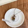 Collar de Cuerda Trenzada con Piedra Pequeña para Mujer, Cadena para Clavícula Estilo Chino Nuevo Retro, Accesorio Largo Colgante para el Cuello con Manchas