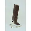 Botas Altas de Invierno 2026 Nuevas Francesas de Tacón Alto Stiletto para Mujer Venta Caliente Botas Largas Color Café Elegantes con Punta