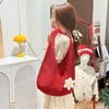 Nova Bolsa de Palha Grande Capacidade para Verão, Bolsa de Praia Tecida, Bolsa de Praia de Tricô com Flores, Bolsa Tote Elegante de Ombro Único para o Dia a Dia