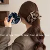 Goma de pelo scrunchie de cuero a cuadros con bloques de color retro para mujer, Nueva moda, Lazo elástico para coleta baja, Accesorio para el cabello elástico