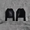 Nova Camiseta Estilo Europeu e Americano 2026 Estilo Americano Retrô Gola Redonda, Blusa Elegante Feminina Slim-Fit Manga Longa