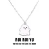 Presente de Halloween colar de fantasma preto e branco corrente clavicular personalizado namoradas casal duas peças presente escolar