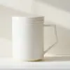 Caneca de Chá de Cerâmica com Tampa da Dinastia Tang e Song, Copo de Água com Filtro, Copo de Chá com Separação para Escritório, Caneca de Chá de Porcelana Branca