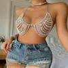 Joias transfronteiriças europeias e americanas AYJ, pérolas decorativas, joias corporais feitas à mão, corrente, corrente de peito de metal com pérolas sexy para viagem