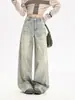 2026 Nuevos Jeans de Verano Ajustados Estilo High Street Chica Popular Salpicaduras de Pintura Graffiti Cintura Alta Pierna Ancha Sueltos para Mujer