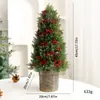 Enfeites de Árvore de Natal da Amazon Cena de Natal Vento Eólico Árvore Pequena Fruta Vermelha Vaso de Plástico Enfeites de Árvore de Natal em estoque