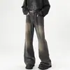 Pantalones vaqueros de pierna ancha estilo retro americano para hombre, corte limpio, otoño e invierno, pantalones rectos acampanados de estilo nuevo.
