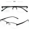 Nuevos Armazones para Gafas de Miopía para Hombre, Marco de Acero y Cuero, Patas de Espejo, Medio Marco, Cepillado, Temperamento Versátil, Se Pueden Vender al por Mayor y Mezclar