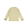 Ropa infantil Nuomi Wanzi, camiseta base de lunares de cuello semi-alto para niñas, camiseta de manga larga con volantes estilo bosque para niños, estilo otoño