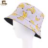 2020 nuevo sombrero de sol para exteriores de primavera verano para damas sombrero de cubo estampado de plátanos y piñas plegable de algodón sombrero de pescador