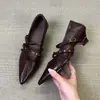 Nuevos zapatos de tacón bajo de punta fina estilo retro francés con tacón grueso, de piel suave, versátiles para ir al trabajo, Mary Janes de hebilla única de tacón alto
