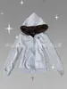 Sudadera con capucha gruesa de forro polar para mujer, estilo retro americano, chica picante, diseño único, cremallera, casual, ajustada en la cintura