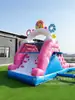 Combo de Escorregador Aquático Inflável Infantil Série Doce Rosa Uso Externo em Casa com Piscina Parque Aquático Festa Castelo