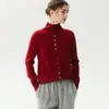 Bai Cai Rong 2026 Otoño/Invierno Moda y Sencillo Capa Base de Punto Suéter Cardigan Delgado de Cuello Alto