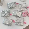 Bolsa de Cosméticos Casual con Relieve, Bolsa de Cosméticos de Color Sólido con Lazo para Llevar, Monedero de Corazón con Asa, Bolsa para Auriculares, Bolsa Sanitaria