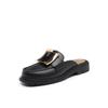 Nuevas pantuflas medias para mujer, para usar en casa, perezosas, con medio soporte, hebilla cuadrada Baotou, un pedal, casuales, de suela gruesa, sandalias planas al por mayor