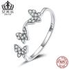 Anillo de plata esterlina S925 Evelle mariposa niña temperamento fantasía circonita insecto anillo abierto para dedo pulsera SCR704