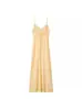 Comercio Exterior Transfronterizo Verano Nuevo Estilo Europeo y Americano Sexy Espalda con Cordones Cintura Adelgazante Mezcla de Ramio Vestido Midi