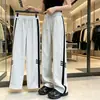 Pantalones de Chándal Anchos Casuales de Peso Pesado con Tres Rayas para Otoño/Invierno para Hombres y Adolescentes, Pantalones Deportivos Rectos Holgados y Sencillos