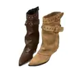 Nuevas botas de estilo americano para otoño e invierno con un atrevido diseño de punta afilada para mujer, a la moda de estilo western con hebilla de cinturón única tela 2026