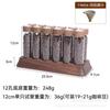 Botella Dispensadora Vertical de Granos de Café con Tapa de Madera, Frasco de Almacenamiento Sellado de Vidrio, Base de Exhibición de Granos de Café de Madera Maciza Color Nogal