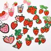 Patch de Bordado de Morango Desenho Animado Patch de Leite de Fruta Bordado Fofo para Roupa Infantil Decoração de Bolsa de Brinquedo Patch Termocolante